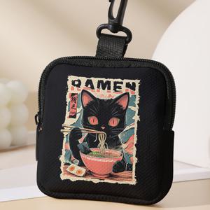 TEMU 1개, 라미안 노들 고양이 패턴 대용량 동전 지갑 디지털 프린팅 동전 지갑 보관 가방, 다기능 키 카드 홀더 동전 지갑, 선물에 이상적