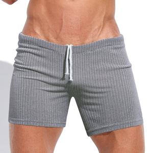 TEMU 남성용 섹시한 애슬레틱 핏 골지 무늬 반바지 - 이중톤 그레이/블랙 캐주얼 아웃도어 쇼츠, 중간 신축성 기계 세탁 가능 원단, 운동복, 스포티 룩, 내구성 있는 스포츠 웨어