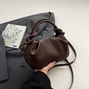 TEMU 빈티지 스타일 여성 핸드백 - 조절 가능한 스트랩, 자석 잠금, 캐주얼 시크 솔리드 컬러 브라운|토트백|가죽가방