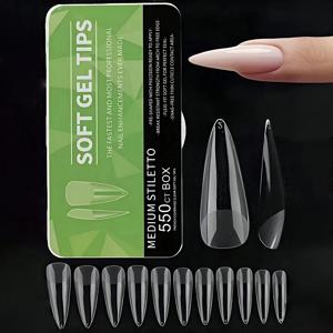 TEMU 하프 매트 소프트 젤 아크릴 네일 팁, 미리 형성된 인조 네일 팁, 네일 익스텐션 매니큐어 도구 및 네일 아트 살롱용