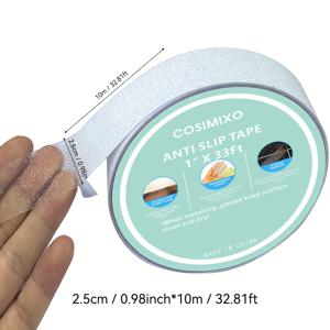 TEMU 1롤 COSMIXO 미끄럼 방지 테이프, 4x33피트 - 투명, 방수 안전 테이프, 계단, 보트, 수영장 및 욕실용 - 노인, 어린이, 애완동물에 이상적 - 부드럽고 맨발로 편안, 실내/외부 사용 가능