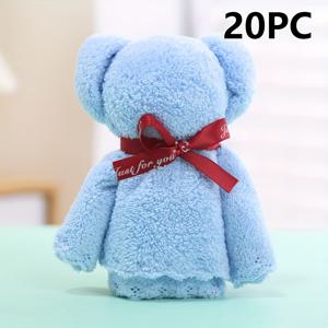 TEMU 결혼식, 생일, 파티용 20개의 플러시 코랄 플리스 곰돌이 타월 - 부드럽고 흡수력 좋은 선물 아이디어, 두꺼운 사각형 귀여운 곰돌이 타월, 높은 미적 가치