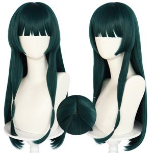 TEMU 여성용 애니메이션 가발 - 긴 그린 합성 머리 앞머리 포함, 코스프레 및 할로윈, 크리스마스, 발렌타인데이, 세인트 패트릭 데이를 위한 자연스러운 룩, 쉬운 관리 파티 가발, 애니메이션 컨벤션 & 일상 사용, 애니메이션 가발, 의상 액세서리, 편안한 로즈 넷 캡, 축제 복장, 페스티벌 드레스업, 가벼운 디자인, 코스프레 애호가들을 위한