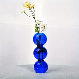 TEMU 투명한 유리 거품 꽃병, 수경식 식물 화분 컨테이너, 귀여운 꽃봉오리 화병, 현대적인 홈 장식 오너먼트, 침실, 거실, 사무실 데스크탑 디스플레이에 적합, 창틀 장식, 결혼식, 파티, 이벤트 장식에 적합, 유행하는 미적 작은 화병 장식, 공 모양의 수경식 식물 화병, 독특한 둥근 거품 화병, 세 개의 볼 높이 6.3인치 투명한 식물용 유리 병