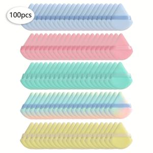 TEMU 삼각형 아이템 100개. 삼각형 파우더 퍼프 메이크업 스폰지 100개. 초극세 벨벳 소재로 만들어졌으며, 쉐이딩, 눈 주변, 코너에 특히 적합하게 디자인되었습니다.