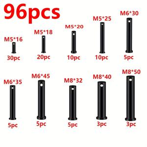TEMU 96개 클리비스 핀 어소트먼트 키트, 건설용 블랙 M5/M6/M8 사이즈, 10가지 다른 사이즈, 스틸 핀, 단일 홀 플랫 헤드 클리비스 핀