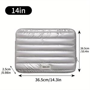 TEMU 스타일리시 퀼트 랩탑 & 태블릿 슬리브, 충격 방지 지퍼 케이스와 부드러운 패딩 내부로 비즈니스, 여행 및 사무용 - 가벼운 회색/검정 폴리에스터 브리프케이스, 여행 기술 기어 | 전문적인 룩|노트북파우치