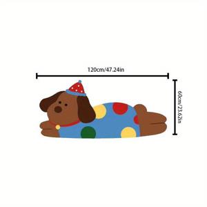 TEMU 아늑한 플러시 만화 개 매트 - 부드럽고 푹신하며 미끄럼 방지 거실 매트, 컬러풀 폴카 도트 디자인, 세탁기 사용 가능, 10mm 두께의 모조 캐시미어, 침실이나 놀이방 장식에 완벽함, 거실용 러그