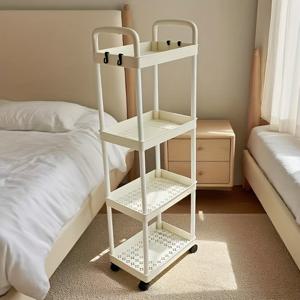TEMU 3/4/5단 이동식 수납 트럭, 두꺼운 튜브 & 강력한 하중 지지력 - 주방, 침실, 야외 캠핑용 다층 정리함 - 내구성 좋은 플라스틱 디자인, 공간 절약형 바퀴 달린 이동식 카트, 튼튼한 프레임 & 간편한 조립