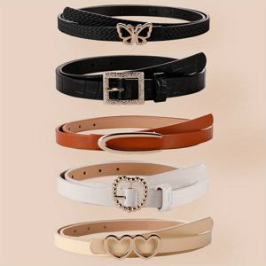 TEMU 여성용 장식 드레스 셔츠 허리 끈 슬림핏 작은 허리 벨트 5피스 세트, 심플하고 패셔너블한, 섬세한 포장, 친구, 가족에게 선물할 수 있는 고급스러운 선물