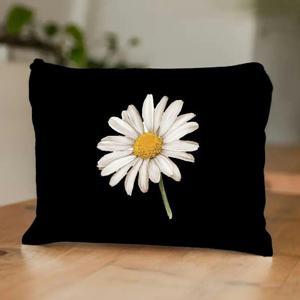 TEMU 여행 및 일상용 대용량 프린트 화장품 가방 - 심플 디자인 엠보싱 꽃과 글자, 아름다운 선물