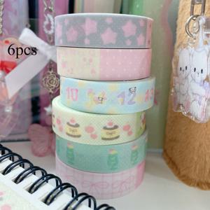 TEMU 봄 테마 와시테이프 6개 세트, 저널링, 스크랩북킹, DIY 공예 및 플래너 액세서리용 – 리본 디자인 접착 테이프