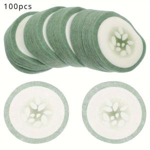 TEMU 100개입 오이 아이 마스크 - 모든 피부톤에 적합한 보습 일회용 아이 패드, 무화학 소재, 화이트 라이트 조명으로부터 눈 보호, 데일리 릴랙스 및 얼굴 수분 공급