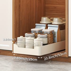TEMU ZHOHO TANT 화이트 풀아웃 캐비닛 정리함 - 주방, 욕실 및 연구실용 다기능 금속 보관 바구니 - 쉽게 설치, 가벼운 페인트 마감, 향신료 및 주방용품에 이상적, 주방 캐비닛 정리