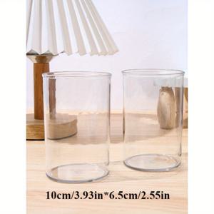 TEMU 원통형 투명 수납, 무지 무늬, 세련된 수납 기능, 스티커 보관에 적합 (2개입), 연필꽂이, 책상 정리함, 학용품, |원통형 수납|투명 수납|아크릴 소재