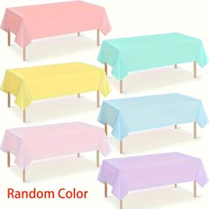 TEMU 할로윈, 크리스마스용 6피스 플라스틱 연한 색상의 테이블보, 다채롭게 사용하는 직사각형 식탁커버 (랜덤 컬러), 빈티지 스타일 대형 원형 축제 장식