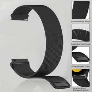 TEMU 스테인리스 스틸 메쉬 밀라노 루프 자석 시계 스트랩, 20mm/22mm, 조절 가능한 버클, 통기성 디자인, 4/5/6/7/클래식 에디션/기어 S3/액티브 2 및 화웨이 워치 GT2/2/2E/프로 호환