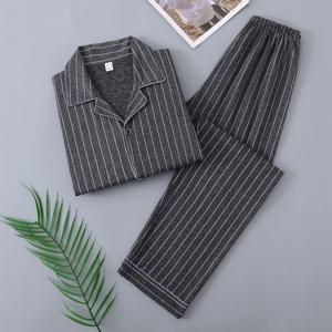 TEMU 2025 봄 남성용 파자마 세트, 긴 소매, 긴 바지, 캐주얼, 기하학적 패턴, 버튼 디테일, 정상 핏, 폴리에스터, 약간의 스트레치, 성인용, 캐주얼 착용|기하학적 패턴|폴리에스터 소재|여름잠옷