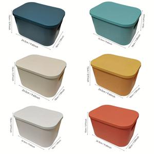 TEMU 6pcs 컬러풀한 8L 플라스틱 보관 상자 - 방수, 쌓을 수 있는, 공간 절약형 사무실, 가정, 기숙사용 정리함 - 스낵, 장난감, 공예용으로 이상적 - 선물 상자 세트, 사무실 용품 정리함|컬러풀한 보관 상자|쌓을 수 있는 플라스틱 상자, 거실용 보관 상자