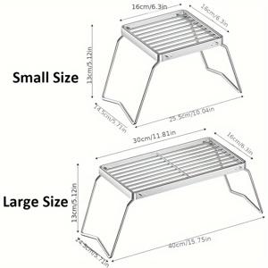TEMU S/L 야외 스테인레스 스틸 캠핑 그릴 휴대용 접이식 미니 그릴 랙 연기 스토브 스탠드 피크닉 요리 캠핑 장비용, 휴대용 접이식 바베큐 랙 그릴 용품 라이터 스틸 브라이저 스탠드
