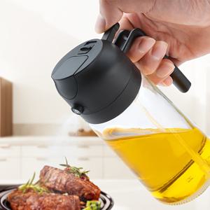 TEMU 자동 열/닫기 기능이 있는 다기능 오일 스프레이 병, 휴대용 주방 오일 미스트 디스펜서, 두꺼운 플라스틱, 원형 모양, 손세척만 - 요리 및 그릴에 적합, 미스트 디스펜서 병|원형 오일 스프레이| 내구성 있는 플라스틱 병
