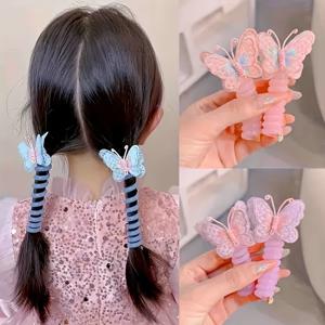 TEMU 여자 아이용 컬러풀 나비 디자인 GUIJUI 스위트 머리핀 6개 세트 - 부드럽고 내구성 있는 헤어 액세서리, 캐주얼 의상 및 휴가용