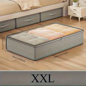 TEMU 1개 침대 밑 수납 컨테이너 정리함 - 고강도 고품질 오픈탑 디자인 패브릭 보관 바구니, 공간 절약형 직사각형 수납백 (옷장, 침대 아래, 이사용) - 담요, 옷, 린넨, 스웨터 정리에 이상적, 헤링본 패턴, 침실 정리 및 보호용, 침대 밑 수납