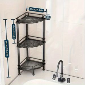 TEMU 녹슬지 않는 스테인리스 스틸 3/4층 전면 V-코너 샤워대, 빠른 배수 및 층별 보관으로 공간 절약, 샴푸 컨디셔너와 비누 욕실 수납함, 욕실 정리용|욕실선반|비누받침대|화장실선반