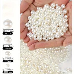 TEMU 1900pcs 4/6/8/10Mm 4 사이즈 혼합 아크릴 플라스틱 진주 손수 제작 보석 만들기 재료