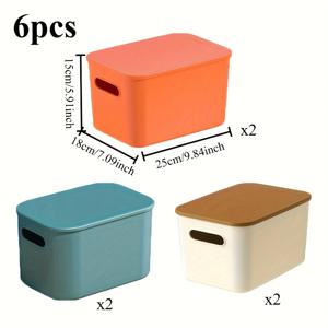 TEMU 6개 먼지 방지 플라스틱 보관 상자, 옷, 스낵, 장난감을 위한 대용량 정리함 - 가정 사무실, 거실, 기숙사, 장난감 정리용으로 공간을 절약하는 디자인 | 현대적인 보관 솔루션 | 내구성이 뛰어난 플라스틱 상자, 거실용 보관 상자