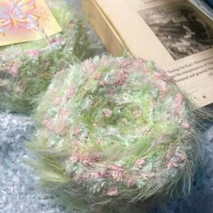 TEMU 스프링타임 그린 톤 핸드 믹싱 야른 50g, DIY 스카프, 가방, 모자 제작에 적합, 꽃 같은 플로럴 라이터가 특징입니다.