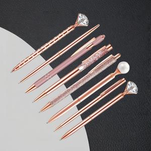 TEMU 3/5/8개 세트 로즈 골드 볼펜 액상 샌드 글리터 펜 메탈 펜 여성용 블랙 잉크 볼펜 선물 결혼식 사무실 데스크탑 용품