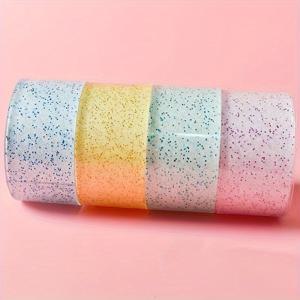 TEMU 랜덤 컬러 시리즈 대형 사이즈 1/2/3/4롤 폭:5cm 길이:10cm 생생한 나노 양면 테이프 - 재사용 가능하고 강력한 접착력을 가진 가정, 사무실 및 교실용 투명 스팽글