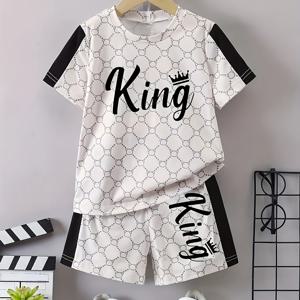 TEMU 스타일리시 3D 디지털 프린트 남아 세트 - 반팔 셔츠 & 쇼츠, 2피스 아웃도어 완벽한 의상