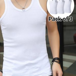 TEMU 3개 남성용 민소매 운동 탱크 탑 - 신축성, 슬림핏, 통기성 좋은 폴리에스터 혼방, 헬스, 트레이닝 & 여름 의류, 단색 (화이트, 블랙, 라이트 베이지), 여름 액티브웨어 | 민소매 셔츠 | 내구성 좋은 원단