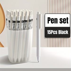 TEMU 15개 귀여운 젤 펜 세트, 0.5mm 파란색 볼펜, 휴대용 및 편안함, 간단하고 , 빠른 건조 및 얼룩 없음, 부드러운 쓰기, 학생 및 사무실에 적합