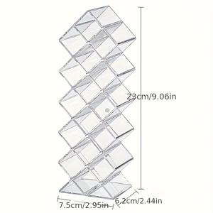 TEMU 1개, 립스틱 보관함, 쌓을 수 있는 물고기 모양 립스틱 타워, 립 컬러 정리대 메이크업 테이블용, 투명 - 10칸, 16칸, 28칸