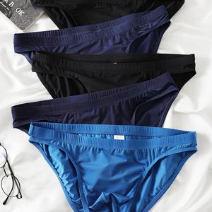 TEMU 5pcs 장장 멘의 실리키 브리프 - 높은 스트레치, 단색, 편안한 러닝 및 운동용 속옷, 포켓, 슬림핏, 운동복 | 디자인 | 스트레치 가능한 원단