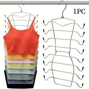 TEMU 파리다비오 8층 접이식 금속 옷걸이, 옷걸이, 속옷 및 조끼를 위한 미끄럼 방지 공간 절약형 정리함 - 기숙사, 옷 정리함 보관에 이상적