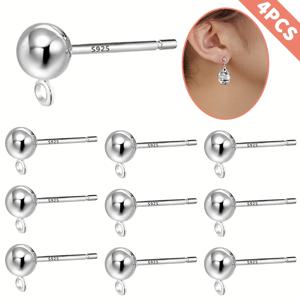 TEMU 4pcs/2pairs 하이오알러지 925 스테인리스 실버 볼 스타드 귀걸이 보석 제조