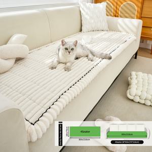 TEMU 1개 가을과 겨울용 범용 두꺼운 따뜻한 퀼트 & 끈 조절 가능한 플란넬 미끄럼 방지 소파 쿠션 - 애완동물 친화적, 세탁기 사용 가능, 3/4인용 및 섹션 소파에 적합, 홈 오피스 장식에 완벽한 선물, PC 두꺼운 플란넬 소파 쿠션, 쿠션, 거실용 소파 커버, 스타일 소파 커버 모델|소파|쇼파커버|의자