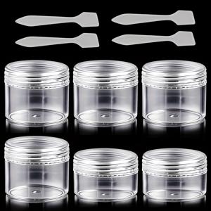 TEMU 10개 세트 미니 여행용 항아리 세트, 6개의 샘플 항아리 + 4개의 화장품 크림 미니 스패출라, 2*10ml+4*20ml, 작은 투명 여행용 컨테이너 항아리, 둥근 빈 화장품 여행용 항아리