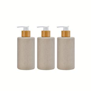 TEMU 3개 10.1oz 압력 펌프 디스펜서 병 - 베이지 스트로우 소재, 크림이 섞인 에멀션 및 화장품을 위한 쉬운 압력 탑, 여행에 편리한 휴대용 디자인, 3.1oz 액체 용량, 화장품 포장, 디자인, 내구성 있는 구조