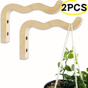 TEMU 2개 세트 월넛 컬러, 블랙, 내추럴 우드 컬러, 화이트, 그린 웨이브 우드 벽걸이 화분 - 실내 식물용 6인치 (약 15.2cm) - 벽면 플랜터, 풍경 장식, 꽃대 걸이, 정원 장식용 - 식물 지지 고리