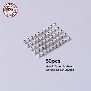 TEMU 2.5mm & 3.0mm 소형 사이즈 925 스털링 실버 비즈 | DIY 팔찌, 반지, 목걸이 제작용 라운드 스페이서 비즈 | 알레르기 방지 925 스털링 실버 매력 비즈 | 공예 용품 핫 비드 어소트먼트|은목걸이|반지사이즈