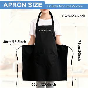 TEMU 12조절 가능한 앞치마와 2주머니 요리용 주방 앞치마, 여성 및 남성 셰프용 블랙 가든 앞치마