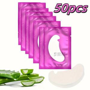 TEMU 50개입 재사용 가능한 저자극 젤 아이패치 – 속눈썹 연장 & 눈가 케어용, 린트 프리, 알코올 프리, 민감성 베이지 색상 (보라색), 속눈썹 연장 패드, 글루 홀더, 아이라이너 보조제, 속눈썹 컬러 리필 패드, 속눈썹 연장 프라이머, 린프리 패치, 피부 친화적 소재, 무알코올 포뮬러, 뷰티 전문가 및 메이크업 애호가를 위한 제품
