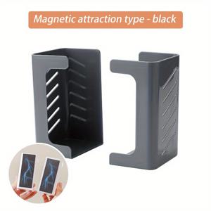 TEMU 드릴 필요 없는 자석식 벽걸이 티슈 디스펜서 & 홀더 - 내구성 강한 플라스틱 접착식 정리함 (종이타월, 물티슈, 냅킨용) - 공간 절약형 블랙/화이트 냉장고, 욕실, 주방, 사무실 선반 (롤 디스펜서 호환)