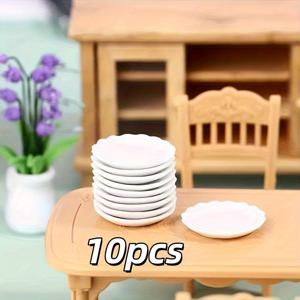 TEMU 10개 세트 우아한 미니 접시 - 스택 가능, 인형집/웨딩/파티용 테이블 장식, 내구성 있는 레진 소재, 미니어처 데코 & 주얼리 만들기 선물 추천, 홈 데코 액센트 아이템, 광택 표면