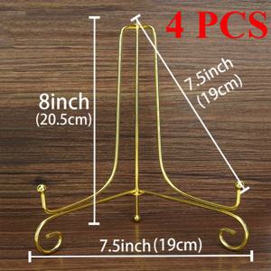 TEMU 4개 빈티지 골든 아이언 플레이트 스탠드 - 사진 프레임, 요리책, 장식용 접시, 태블릿 및 예술 디스플레이를 위한 우아한 스콜워크 디자인 - 홈 데코용 내구성 있는 메탈 이젤 홀더, 장식용 디스플레이 | 우아한 스콜워크 | 내구성 있는 메탈 스탠드, 홈용 장식품